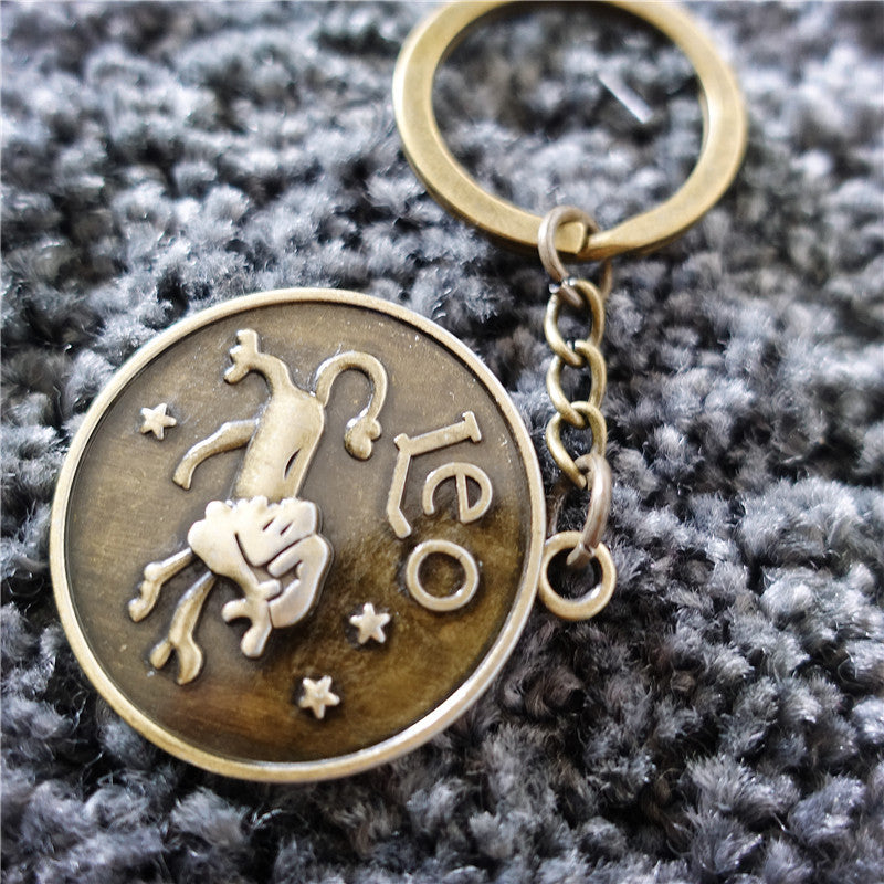 Wholesale 12 Constellations Retro Metal Keychains